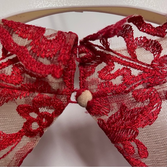 Marchesa Notte Embroidered Mini Dress Red Lace Cap Sleeve Flare Valentines SZ 10 - Picture 9 of 15